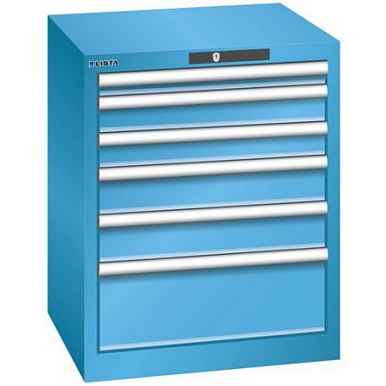 Dílenská zásuvková skříň Lista, 6 zásuvek, 564x572x700mm, světle modrá
