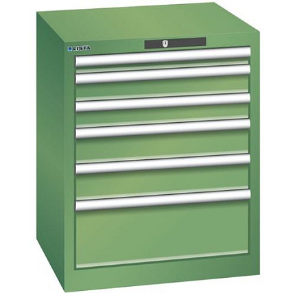 Dílenská zásuvková skříň Lista, 6 zásuvek, 564x572x700mm, zelená
