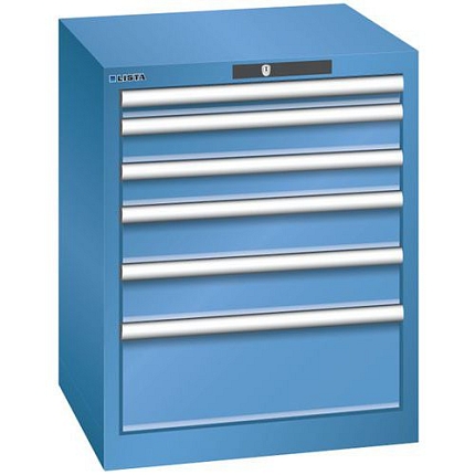 Dílenská zásuvková skříň Lista, 6 zásuvek, 564x572x700mm, modrá