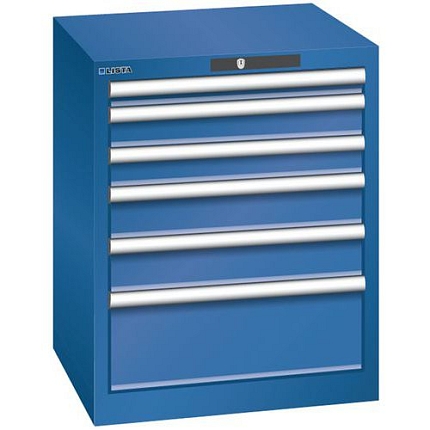 Dílenská zásuvková skříň Lista, 6 zásuvek, 564x572x700mm, tmavě modrá