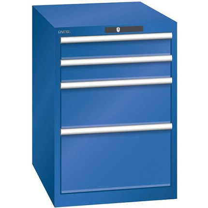Dílenská zásuvková skříň LISTA, 564x725x800 mm, 4 zásuvky, fluorescentní modrá