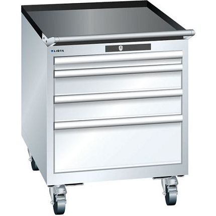 Mobilní dílenská  zásuvková skříň LISTA, 564x725x723mm, 4 zásuvky, bílá