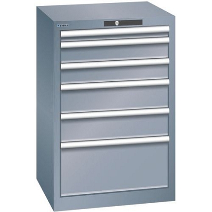 Dílenská zásuvková skříň Lista, 6 zásuvek, 564x572x850mm, tmavě šedá
