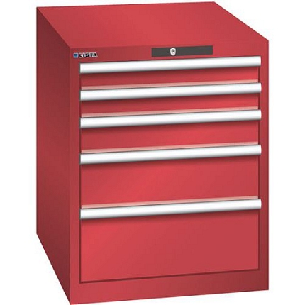 Dílenská zásuvková skříň LISTA, 564x725x700 mm, 5 zásuvek, červená