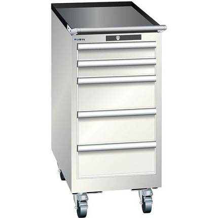 Mobilní dílenská zásuvková skříň Lista, 5 zásuvek, 411x725x890mm, světle šedá