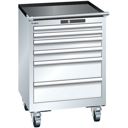 Mobilní dílenská zásuvková skříň LISTA, 564x572x840 mm, 6 zásuvek, bílá