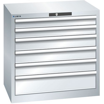 Dílenská zásuvková skříň LISTA, 717x572x700mm,6 zásuvek, šedá