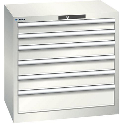 Dílenská zásuvková skříň LISTA, 717x572x700mm,6 zásuvek, světle šedá