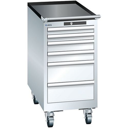 Mobilní dílenská zásuvková skříň Lista, 6 zásuvek, 411x725x840mm, bílá