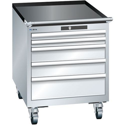 Mobilní dílenská  zásuvková skříň LISTA, 564x725x723mm, 5 zásuvek, šedá