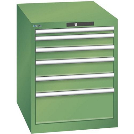 Dílenská zásuvková skříň LISTA, 564x725x700 mm, 5 zásuvek, zelená