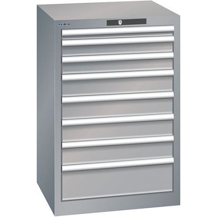 Dílenská zásuvková skříň Lista, 8 zásuvek, 564x572x850mm, šedá/stříbrná