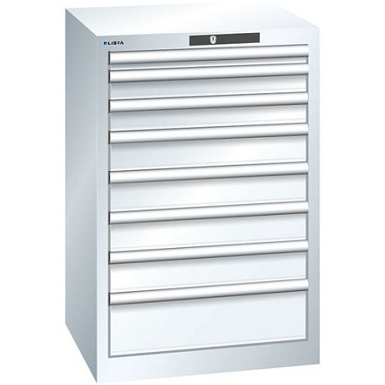 Dílenská zásuvková skříň Lista, 8 zásuvek, 564x572x850mm, bílá