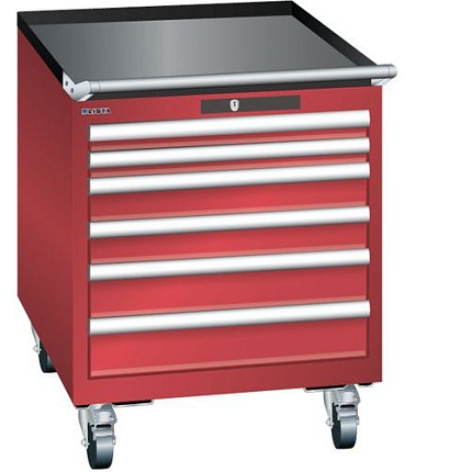 Mobilní dílenská  zásuvková skříň LISTA, 564x725x723mm, 6 zásuvek, červená