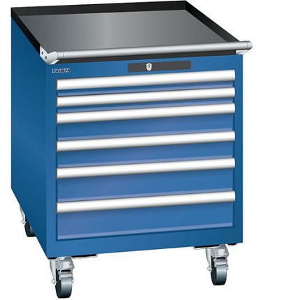 Mobilní dílenská  zásuvková skříň LISTA, 564x725x723mm, 6 zásuvek, tmavě modrá