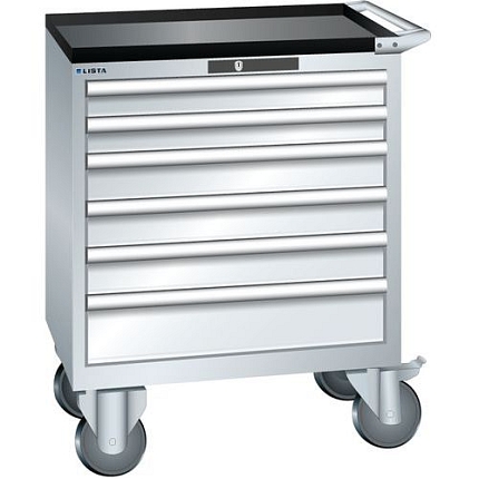 Mobilní dílenská zásuvková skříň LISTA, 6 zásuvek = 717x572x962mm, šedá