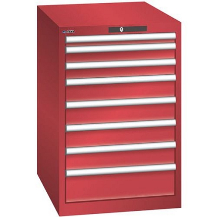 Dílenská zásuvková skříň LISTA, 564x725x850mm, 8 zásuvek, červená