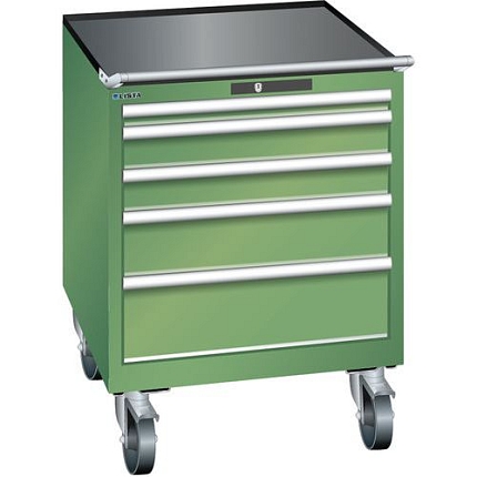 Mobilní dílenská zásuvková skříň LISTA, 717x725x962mm, 5 zásuvek, zelená
