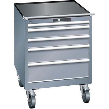 Mobilní dílenská zásuvková skříň LISTA, 717x725x962mm, 5 zásuvek, tmavě šedá