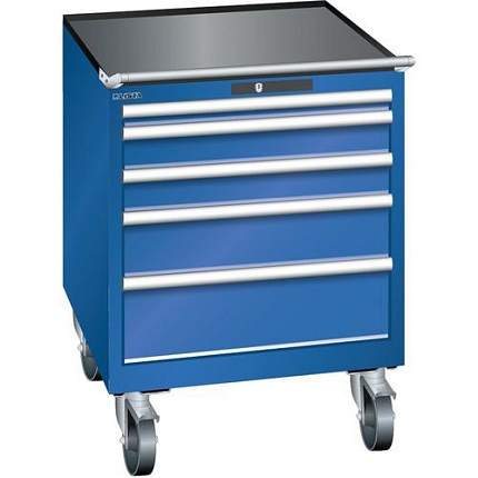 Mobilní dílenská zásuvková skříň LISTA, 717x725x962mm, 5 zásuvek, fluorescentní modrá