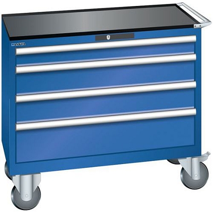 Dílenská zásuvková skříň Lista, 1023x572x962 mm, 4 zásuvky, fluorescentně modrá