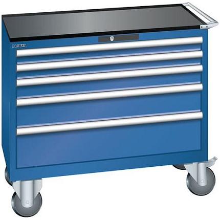 Dílenská zásuvková skříň Lista, 1023x572x962 mm, 5 zásuvky, tmavě modrá