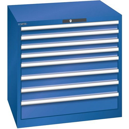 Dílenská zásuvková skříň LISTA, 870x725x850mm, 8 zásuvek, nosnost zásuvky 75kg, fluorescentní modrá