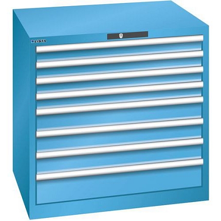 Dílenská zásuvková skříň LISTA, 870x725x850mm, 8 zásuvek, nosnost zásuvky 200kg, světle modrá