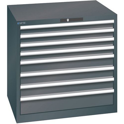 Dílenská zásuvková skříň LISTA, 870x725x850mm, 8 zásuvek, nosnost zásuvky 200kg, černá