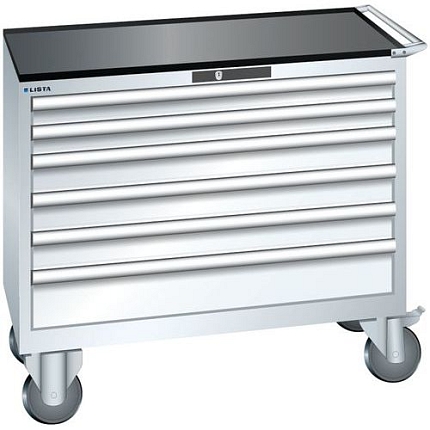 Dílenská zásuvková skříň Lista, 1023x572x962 mm, 6 zásuvky, bílá