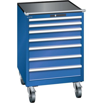 Mobilní dílenská zásuvková skříň LISTA, 717x725x1112mm, 7 zásuvek, fluorescentní modrá