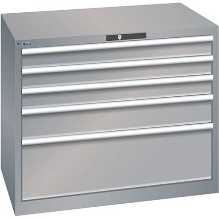 Dílenská zásuvková skříň Lista, 1023x725x850 mm, 5 zásuvek, šedá/stříbrná