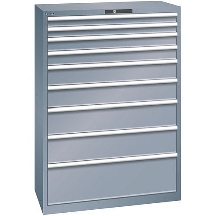 Dílenská zásuvková skříň Lista, nosnost 75 kg, 9 zásuvek, tmavě šedá