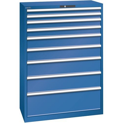 Dílenská zásuvková skříň Lista, nosnost 75 kg, 9 zásuvek, tmavě modrá