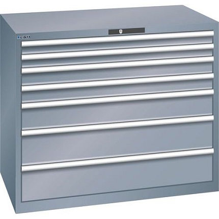 Dílenská zásuvková skříň Lista, 1193x725x1000 mm, 7 zásuvek, tmvě šedá