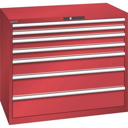 Dílenská zásuvková skříň Lista, 1193x725x1000 mm, 7 zásuvek, červená