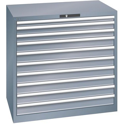 Dílenská zásuvková skříň Lista, 1023x725x1000 mm, 10 zásuvek, 200kg, tmavě šedá