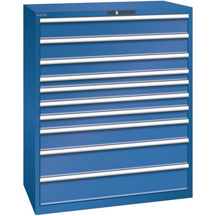 Dílenská zásuvková skříň Lista, 1193x725x1450 mm, 200kg, 10 zásuvek, tmavě modrá