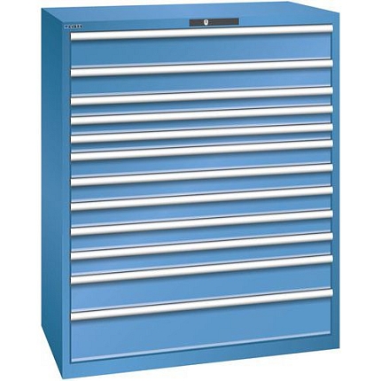 Dílenská zásuvková skříň Lista, 1193x725x1450 mm, 200kg, 12 zásuvek, modrá