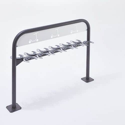 Venkovní oboustranný stojan na koloběžky Mottez, 12 míst, uzamykatelný