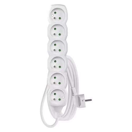 Prodlužovací kabel Emos, bílý, PVC, 6 zásuvek, 5 m