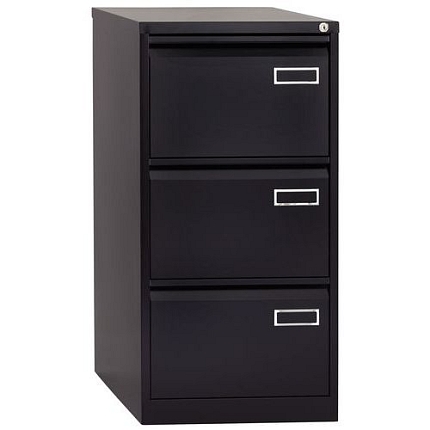 Jednořadá kovová kartotéka A4 Manutan Expert Aire, 3 zásuvky, černá