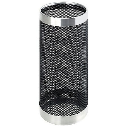 Stojan na deštníky z perforovaného pochromovaného kovu černý