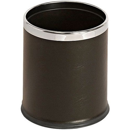 Odpadkový koš se dvěma příčkami – kožený vzhled 10 l černý/pochromovaný