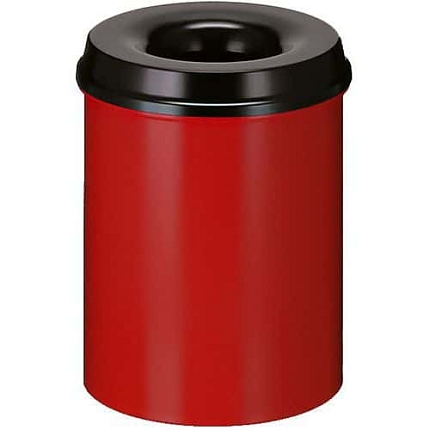 Ohnivzdorný odpadkový koš 15 l červený/černý
