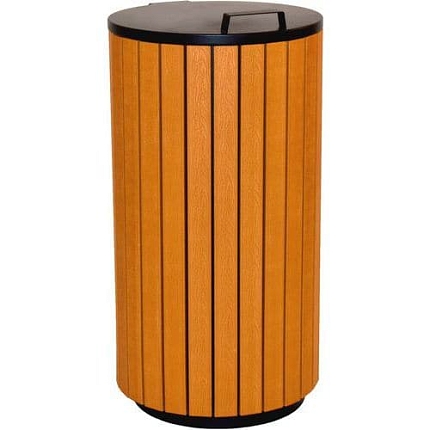 Venkovní odpadkový koš 90 l v dřevěném vzhledu