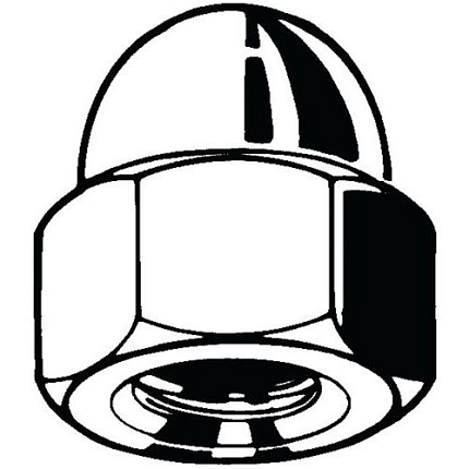 Šestihranná kloboučková matice vysoká DIN 1587 Mosaz CU2/CU3 Pravý Poniklované M5