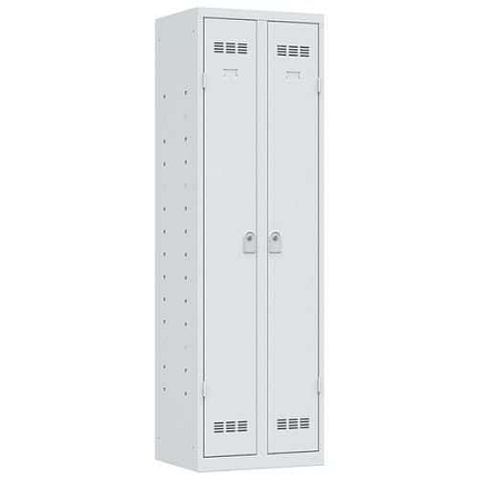 Svařovaná skříň víceúčelová Vinco, 2 oddíly, 600 mm, cylindrický zámek, šedá/šedá