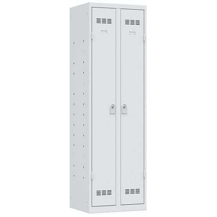 Svařovaná skříň víceúčelová Vinco, 2 oddíly, 600 mm, cylindrický zámek, šedá/šedá