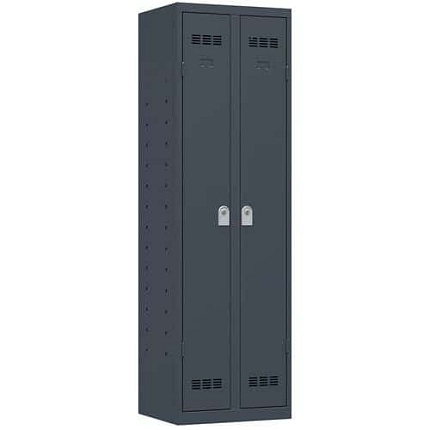 Svařovaná skříň víceúčelová Vinco, 2 oddíly, 600 mm, cylindrický zámek, antracit/antracit